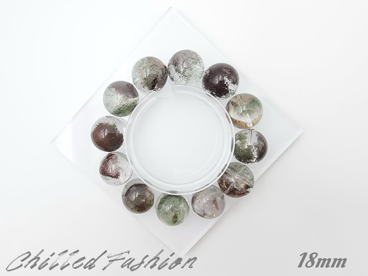 [Bracelet] Red-Green Landscape Phantom Quartz Bracelet