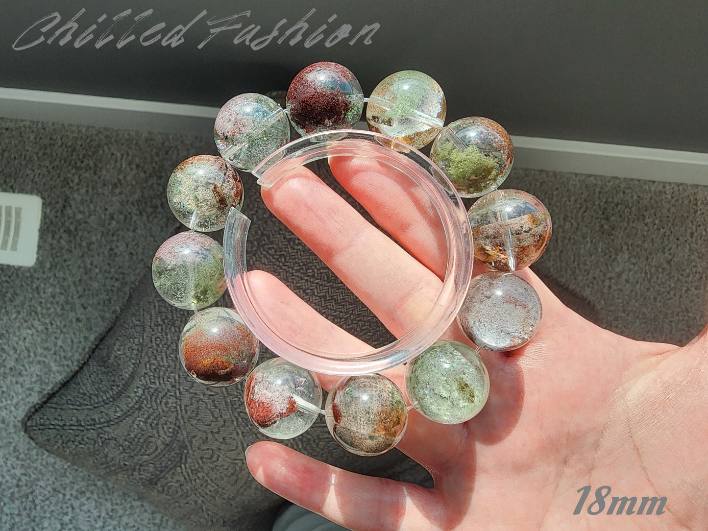 [Bracelet] Red-Green Landscape Phantom Quartz Bracelet