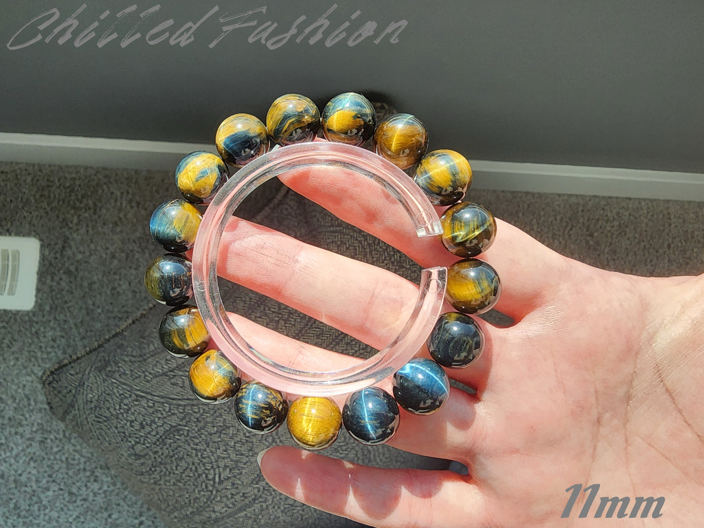 [Bracelet] Natural Golden Blue Tiger Eye Bracelet