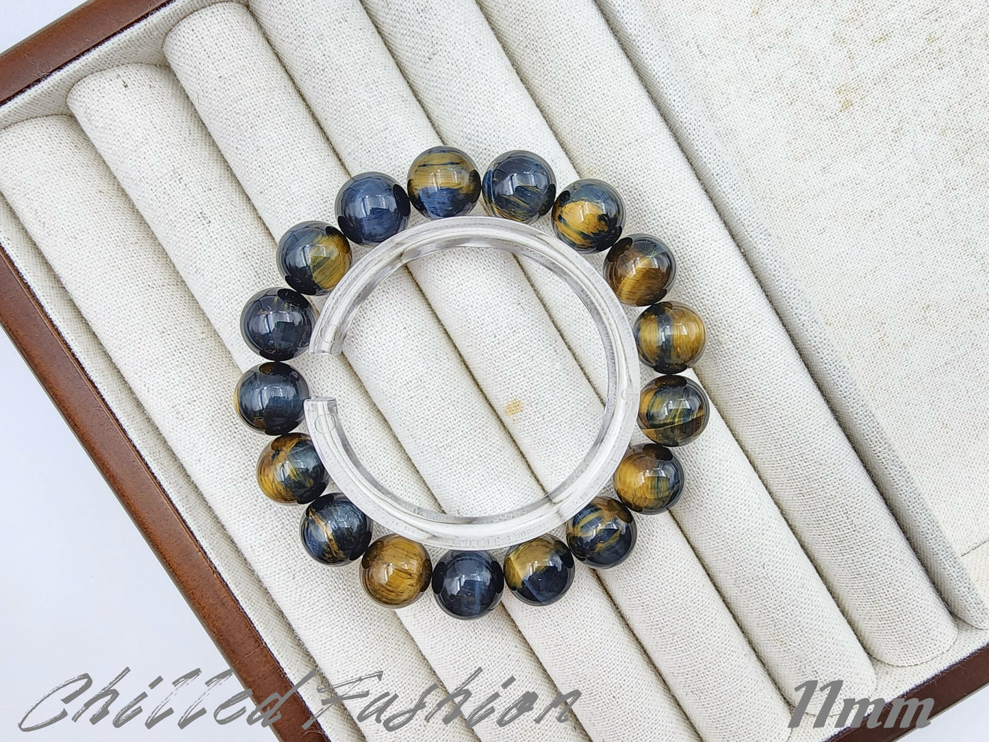 [Bracelet] Natural Golden Blue Tiger Eye Bracelet
