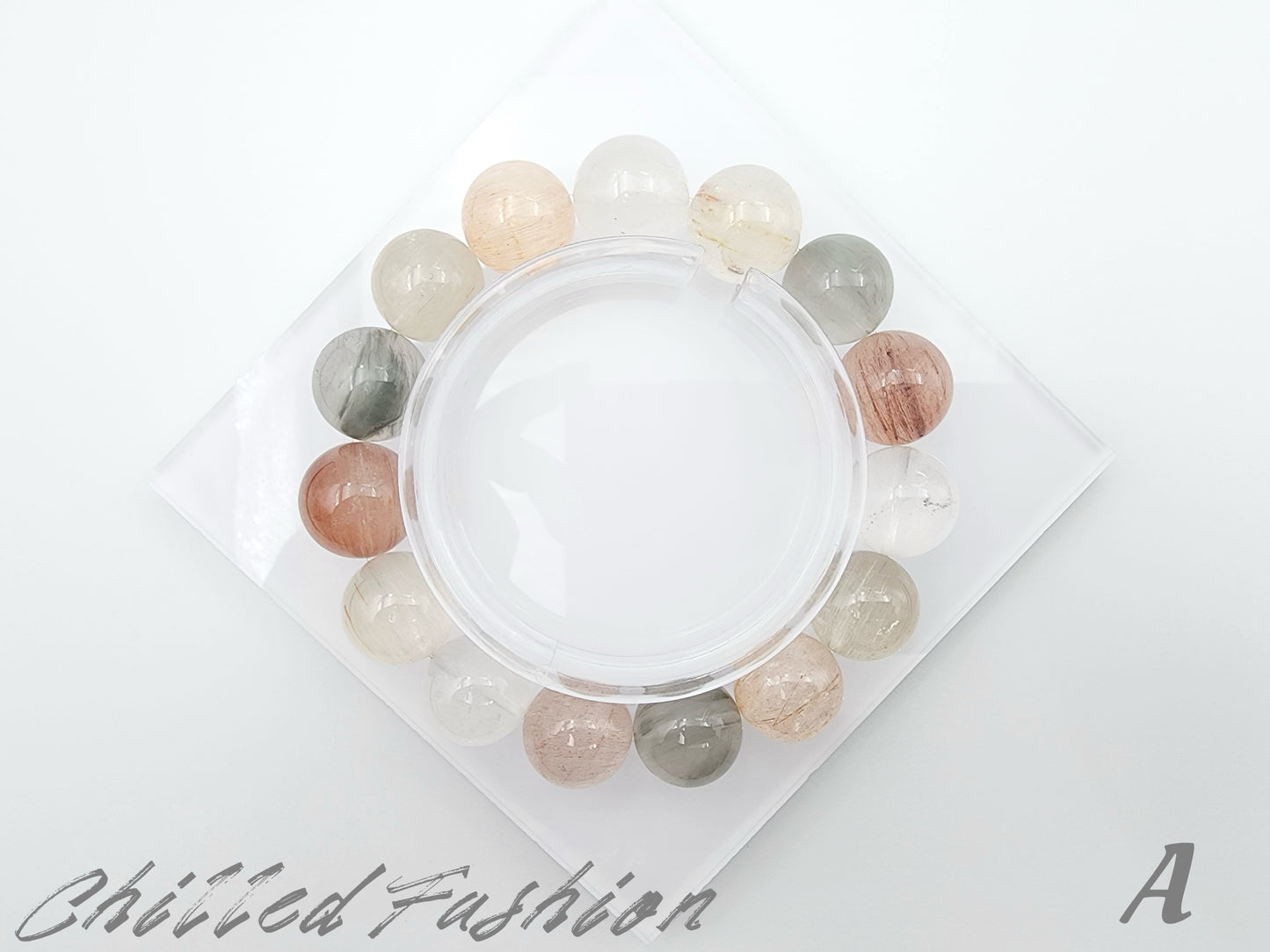 [Bracelet] 15mm Multicolor Rabbit Hair Quartz Bracelet