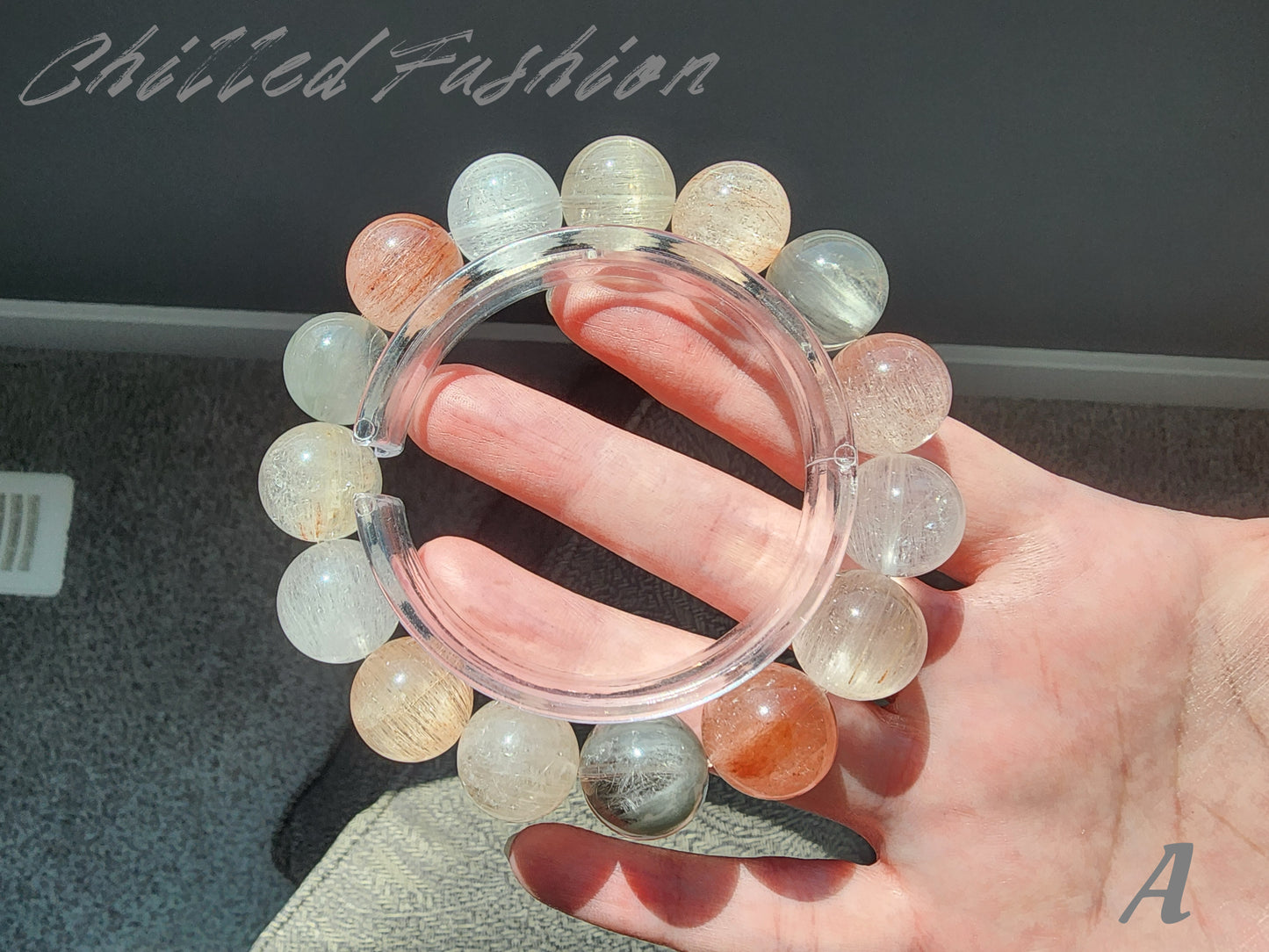 [Bracelet] 15mm Multicolor Rabbit Hair Quartz Bracelet