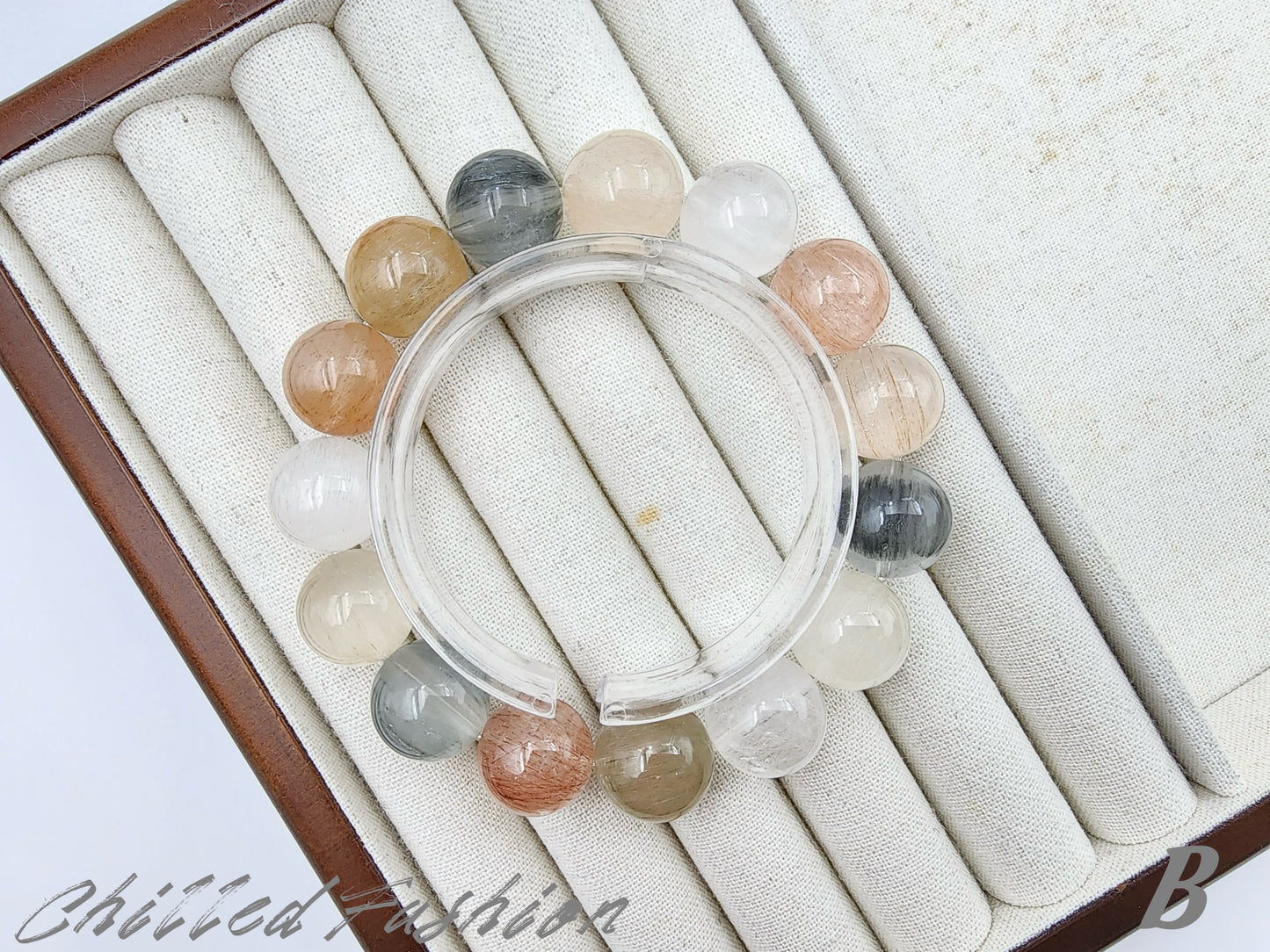 [Bracelet] 15mm Multicolor Rabbit Hair Quartz Bracelet