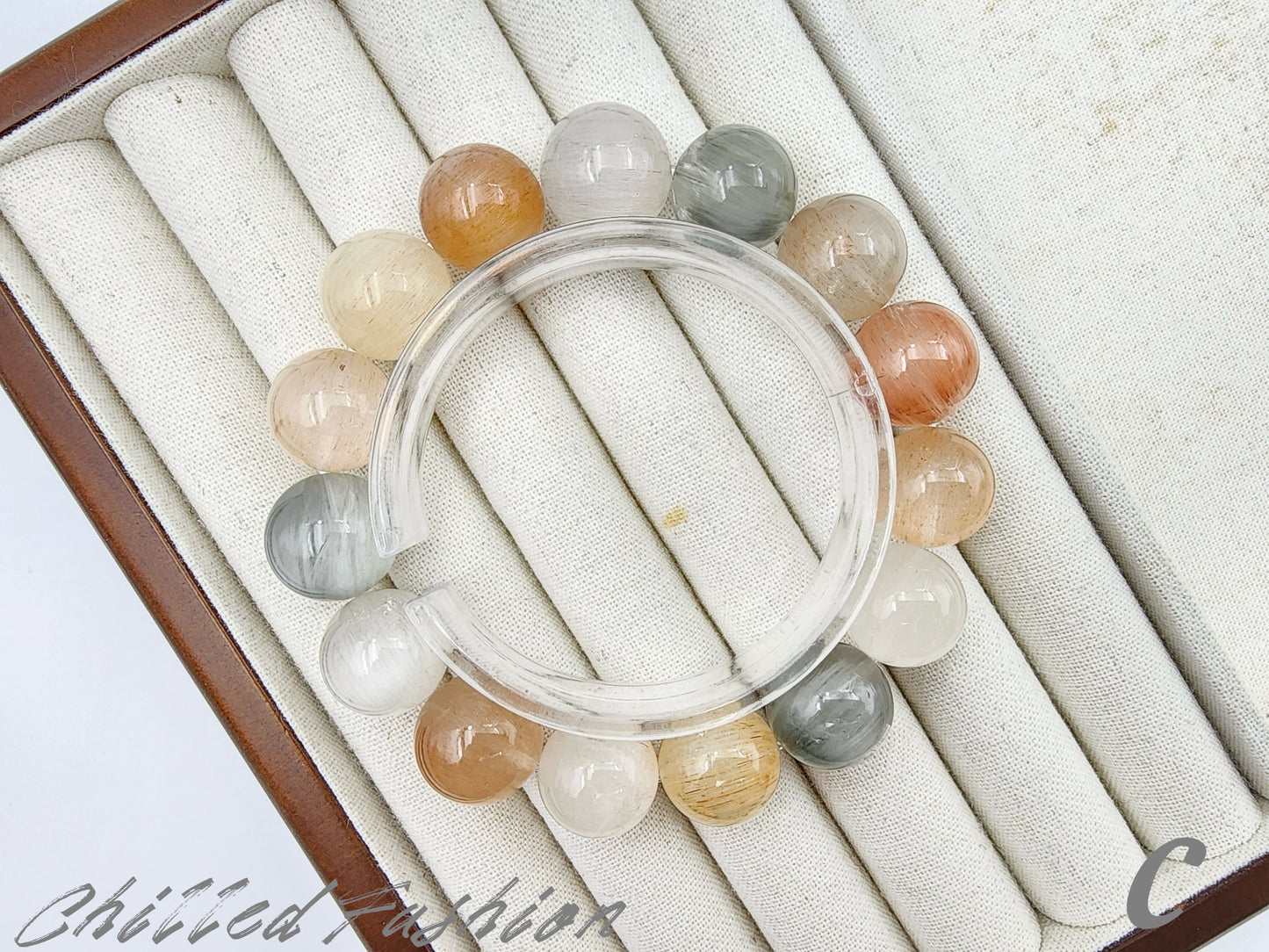 [Bracelet] 15mm Multicolor Rabbit Hair Quartz Bracelet