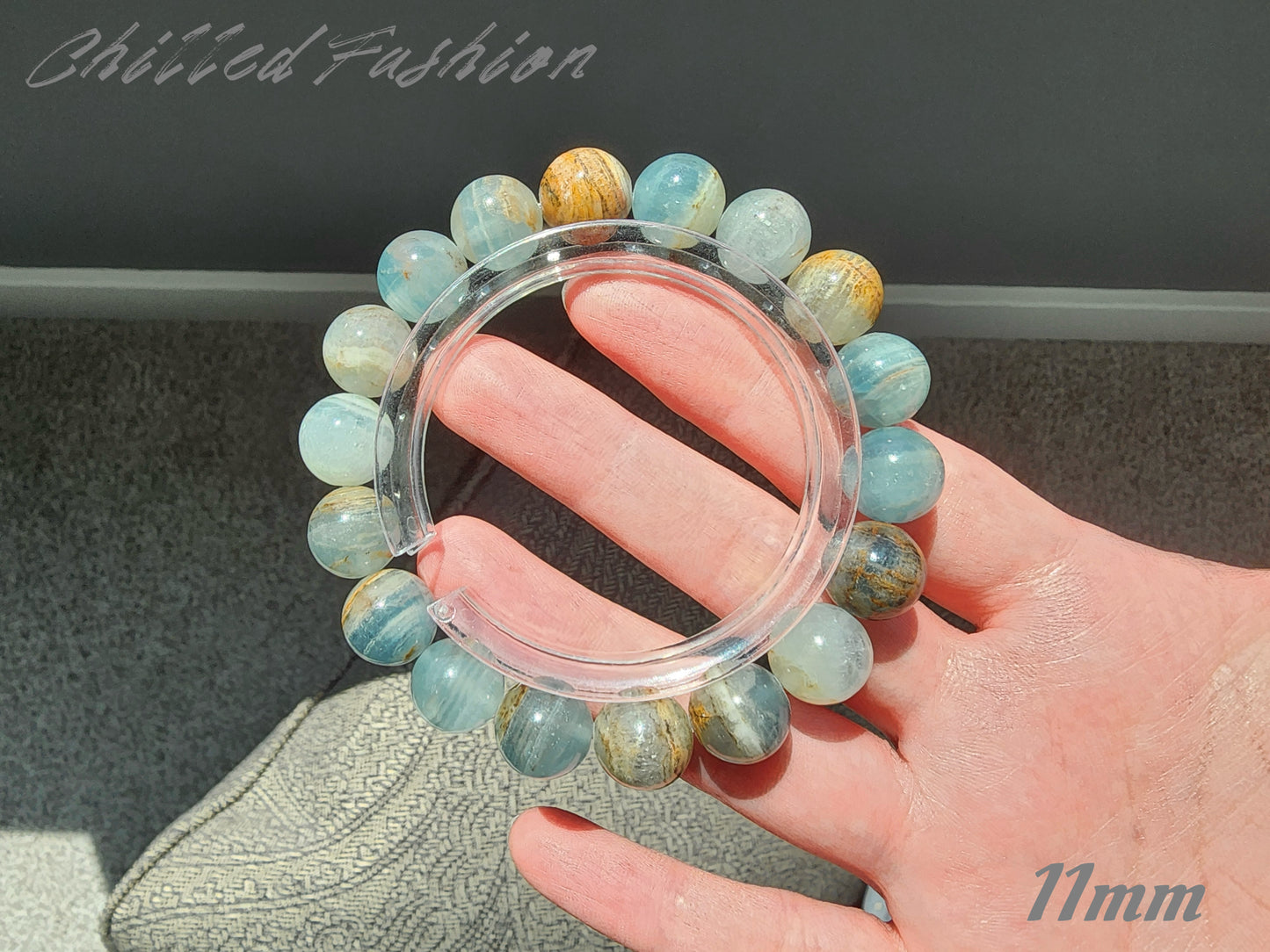 [Bracelet] Genuine Blue Calcite Gemstone Bracelet for Positive Energy Flow