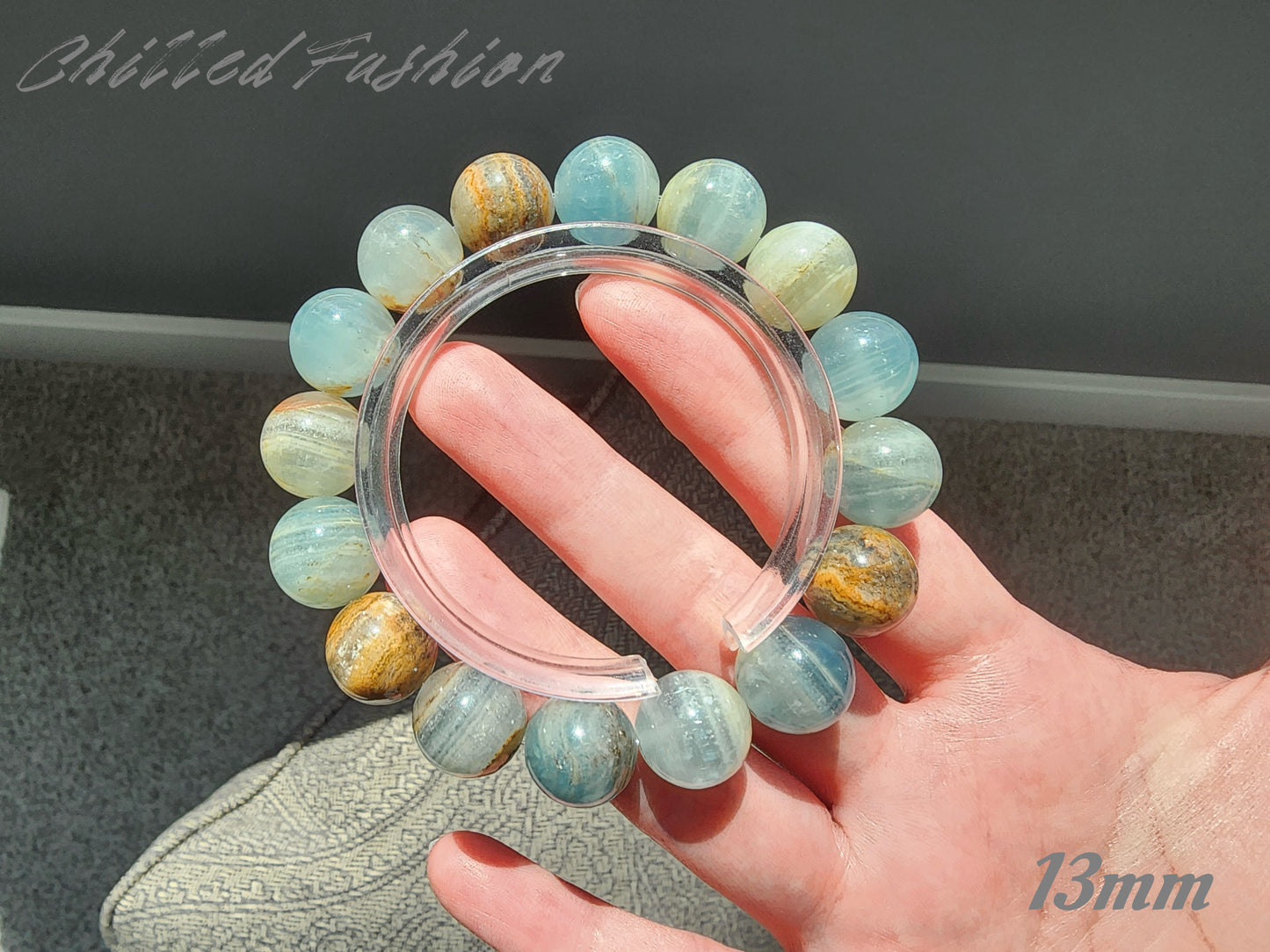 [Bracelet] Genuine Blue Calcite Gemstone Bracelet for Positive Energy Flow