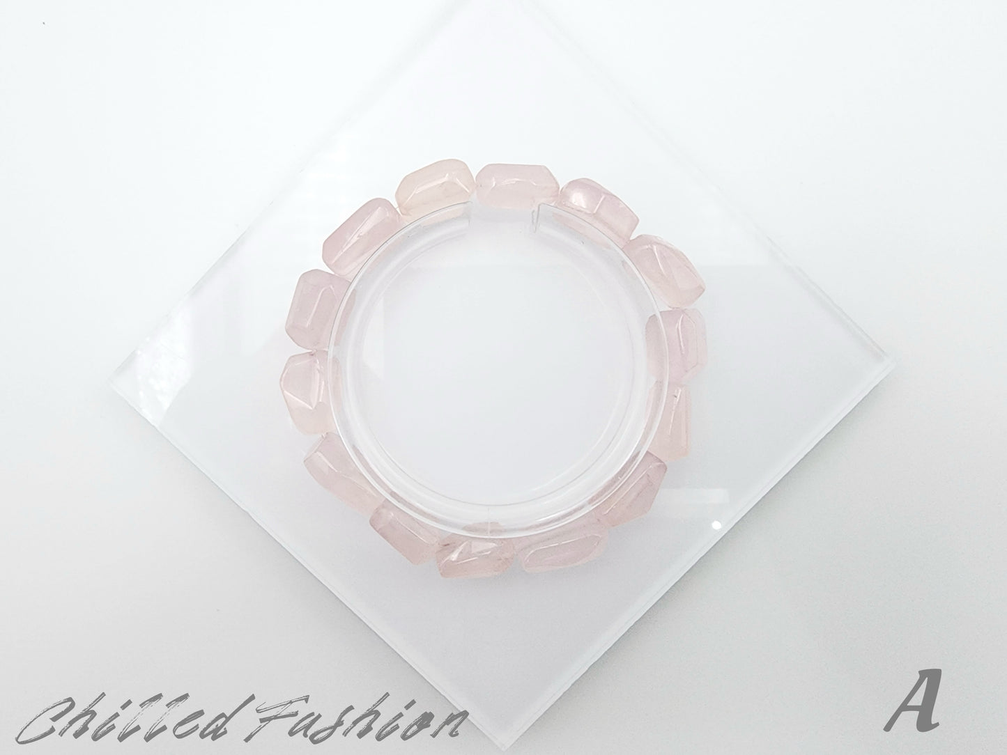 [Bracelet] Natural Grapefruit Pink Rose Quartz Bracelet