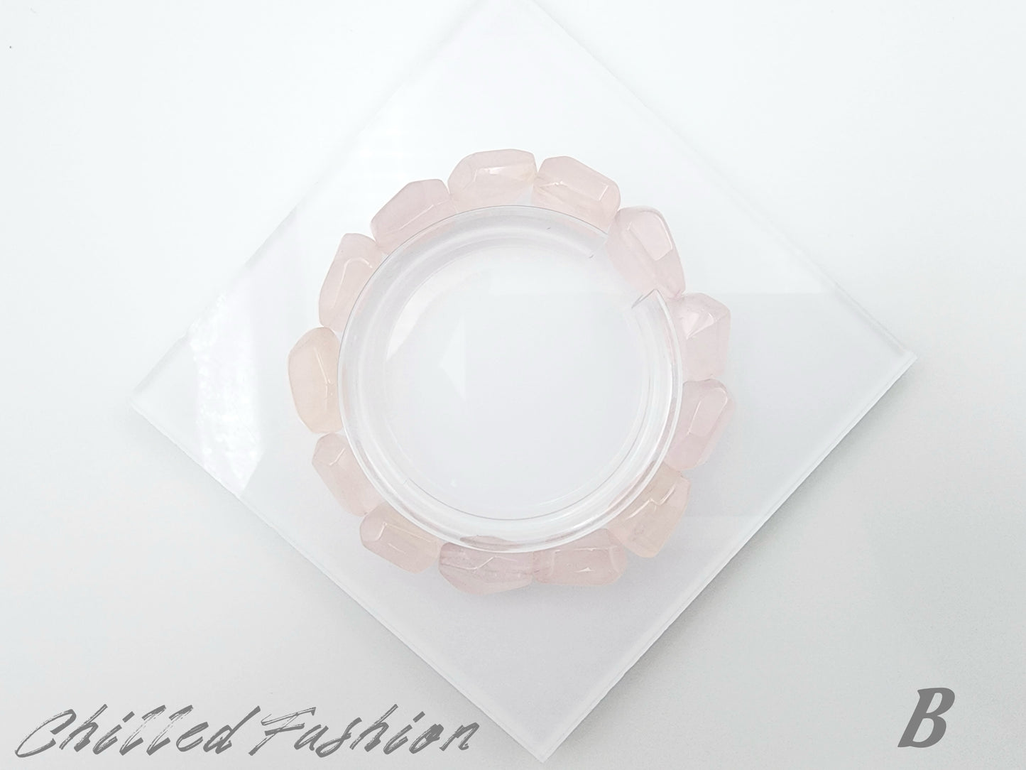 [Bracelet] Natural Grapefruit Pink Rose Quartz Bracelet