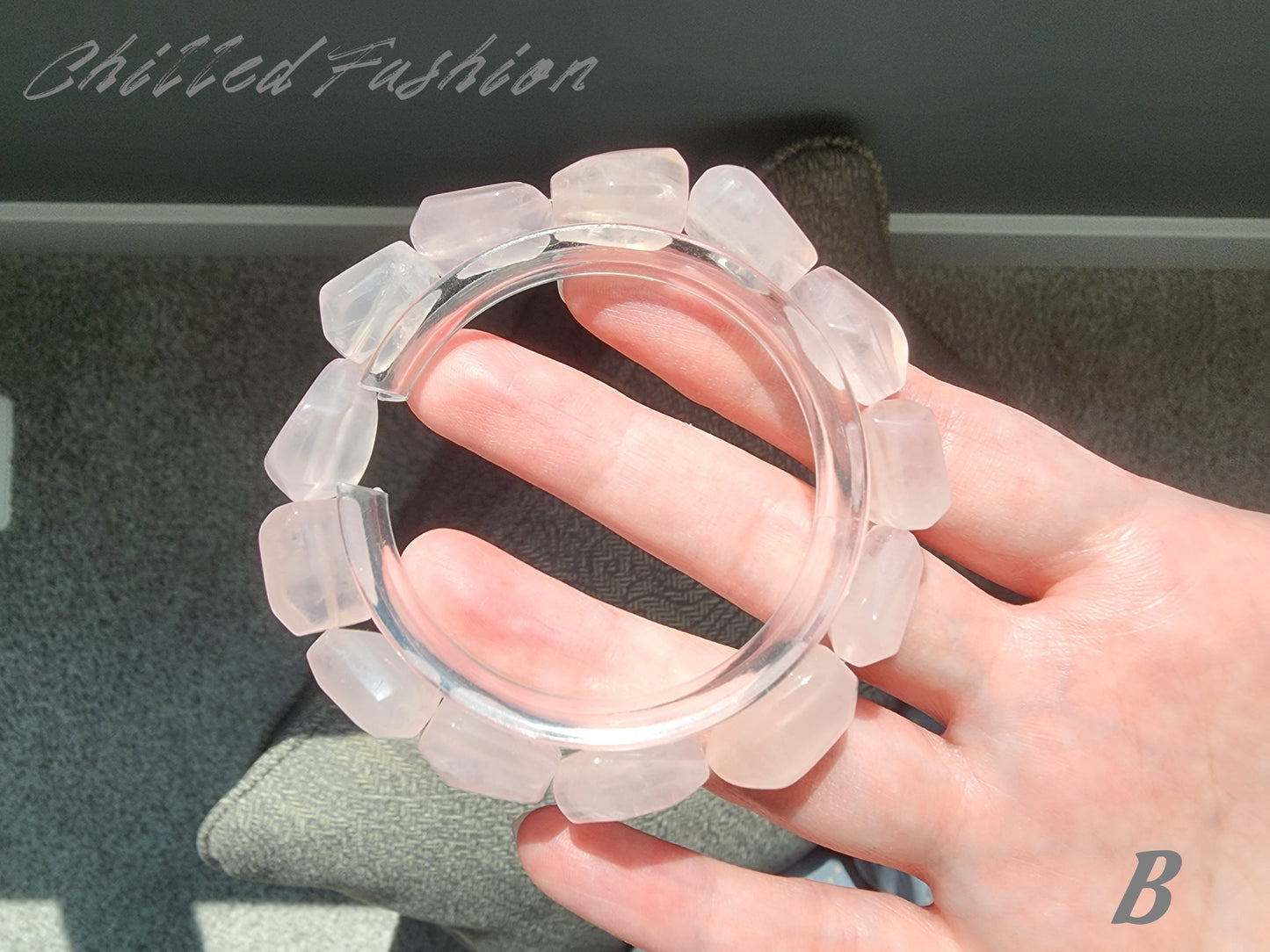 [Bracelet] Natural Grapefruit Pink Rose Quartz Bracelet