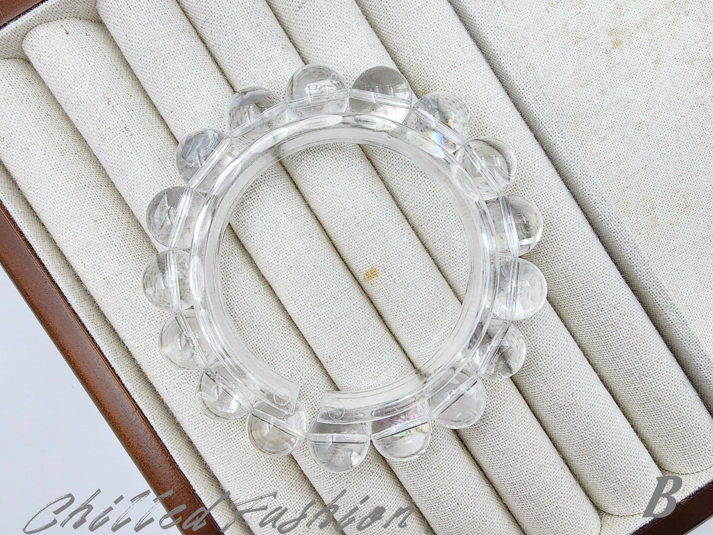 [Bracelet] Natural 12mm Lemurian Quartz Bracelet with Rainbow Flash