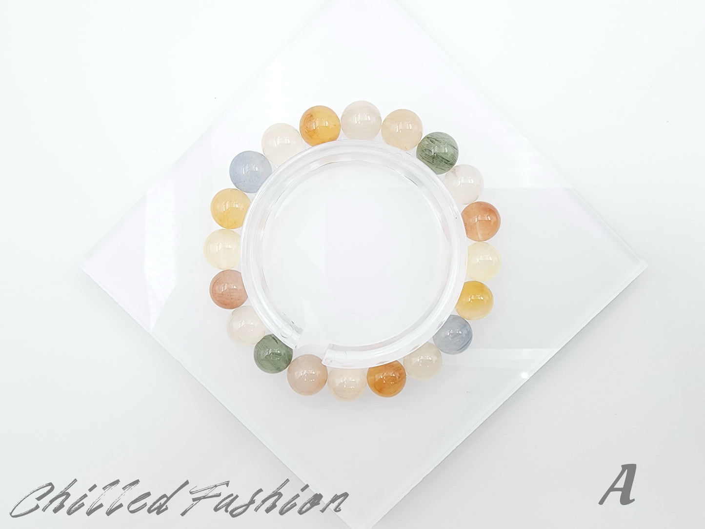 [Bracelet] 9mm Colorful Rabbit Hair Quartz Bracelet