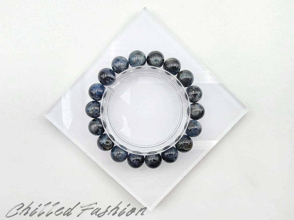 [Bracelet] 11mm Black-Blue Flash Aquamarine Bracelet