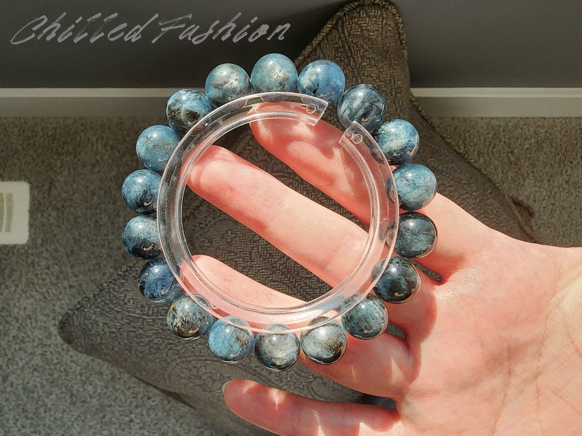 [Bracelet] 11mm Black-Blue Flash Aquamarine Bracelet