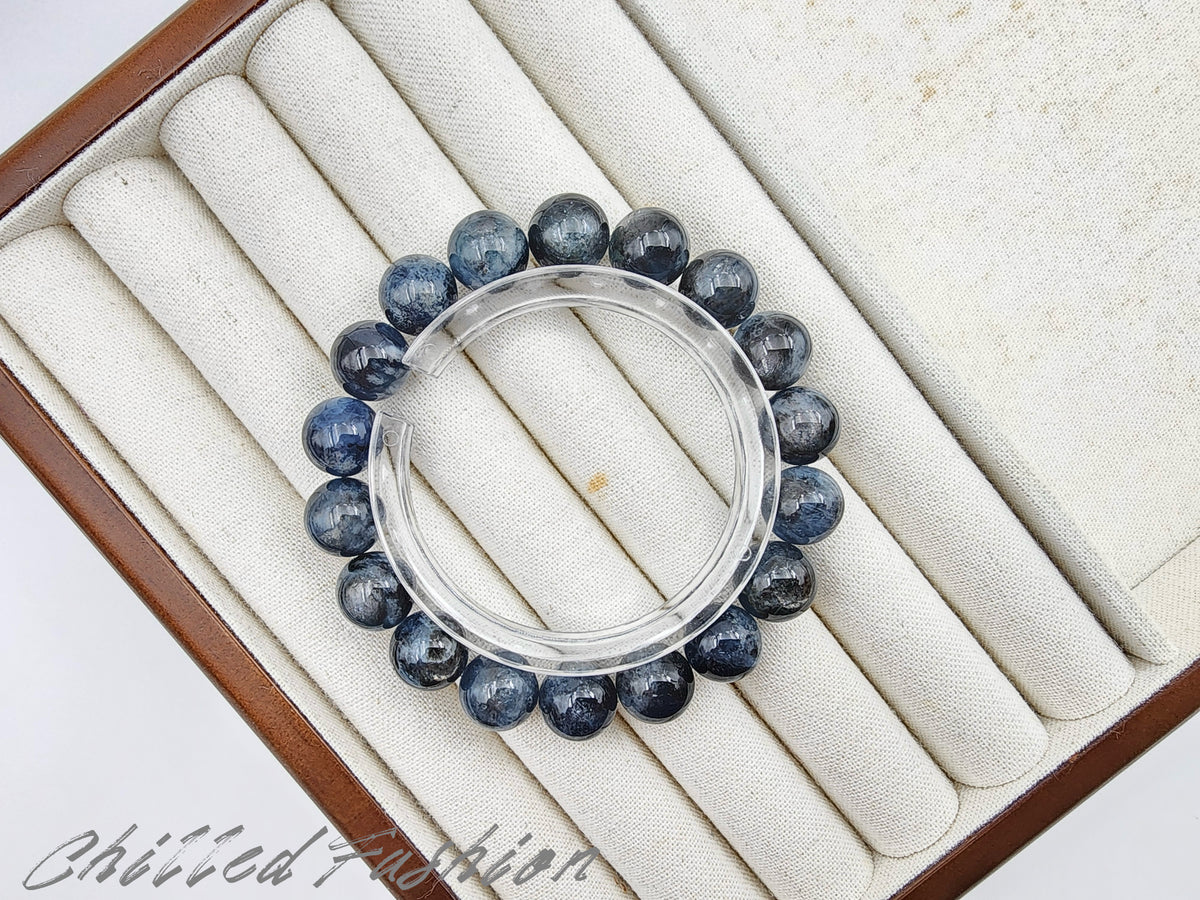[Bracelet] 11mm Black-Blue Flash Aquamarine Bracelet